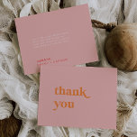 Retro Summer | Pink and Orange Wedding Thank You Card<br><div class="desc">This retro summer pink and orange wedding thank you card is perfect for a colourful wedding. The unique modern vintage design features a blush pink, bright orange and vibrant hot pink colour palette with fun tropical beach vibes. Personalize the back of the card with your names, and a thank you...</div>