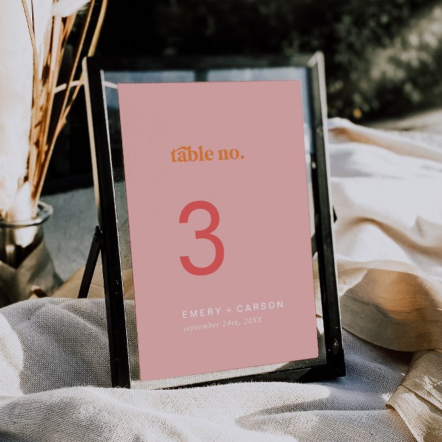 Retro Summer | Pink Orange Wedding Table Numbers (Retro Summer | Pink Orange Wedding Table Numbers)