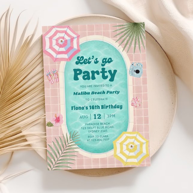 Retro Summer Pool Party Birthday Invitation (Creator Uploaded)