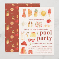 Retro Summer | Pool Party Invitation