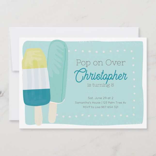 Retro Summer Popsicle Boys Birthday Invitation (Front)