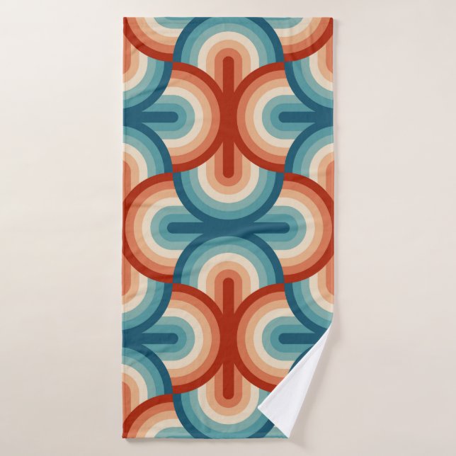 Retro Summer Rainbow Stripes Pattern Bath Towel (Bath Towel)