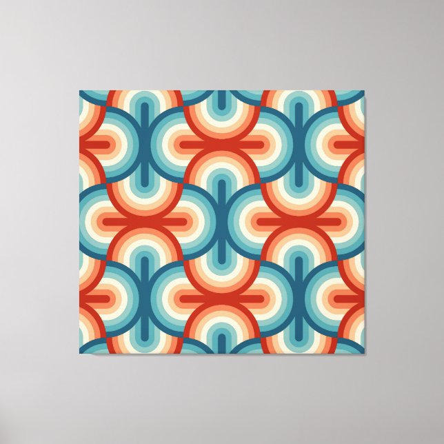 Retro Summer Rainbow Stripes Pattern Canvas Print (Front)