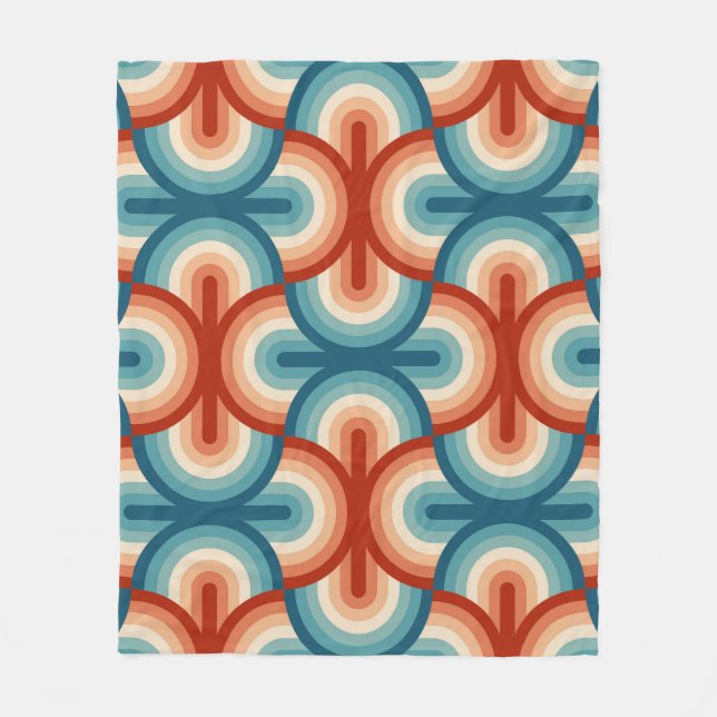 Retro Summer Rainbow Stripes Pattern Fleece Blanket (Front)
