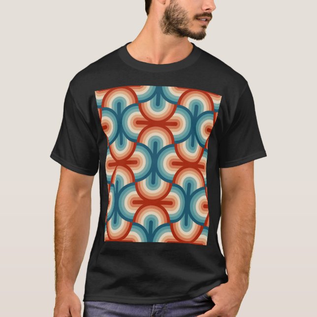 Retro Summer Rainbow Stripes Pattern T-Shirt (Front)