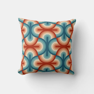 Retro Summer Rainbow Stripes Pattern Throw Pillow