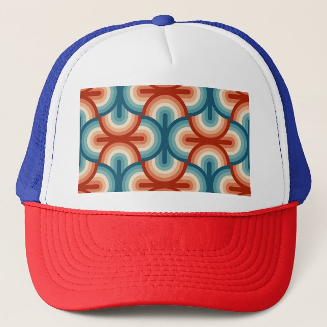 Retro Summer Rainbow Stripes Pattern Trucker Hat (Front)