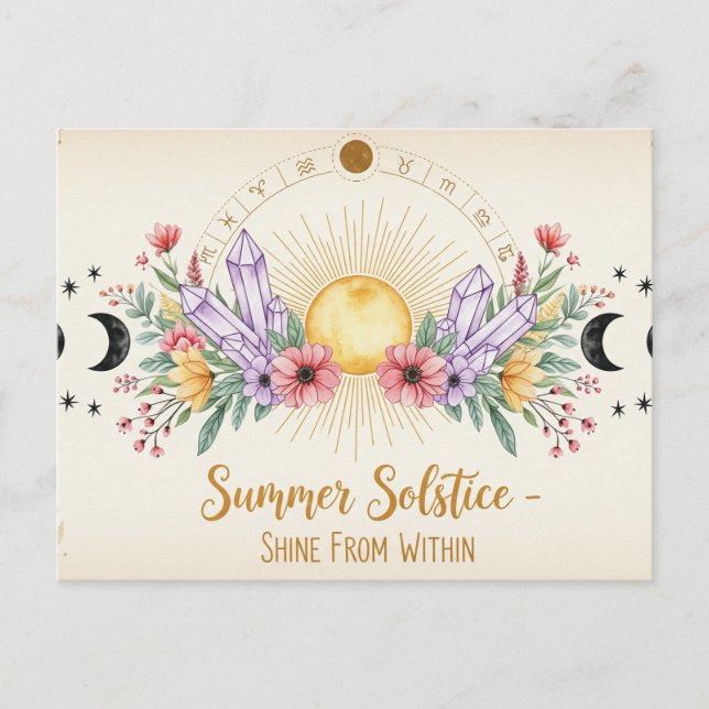  retro Summer Solstice  Postcard (Front)