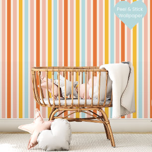 Retro Summer Stripes Colorful Pattern Wallpaper