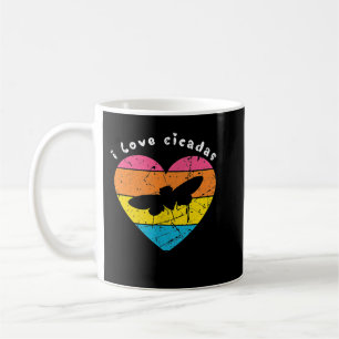 Retro Summer Sunset Graphic I Love Cicadas Coffee Mug