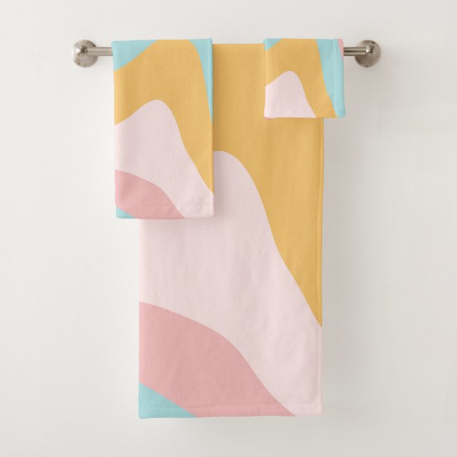 Retro Summer Swirl Wave #6 #minimal #decor #art  Bath Towel Set (Insitu)