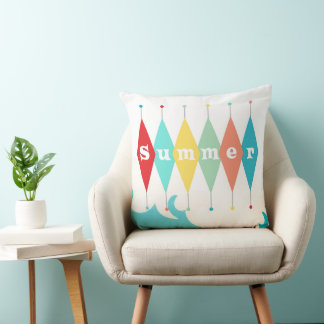 Retro Summer Throw Pillow