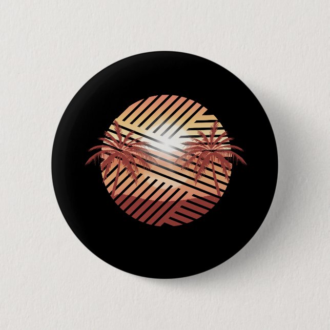 Retro Summer Time Paradise 2 Inch Round Button (Front)