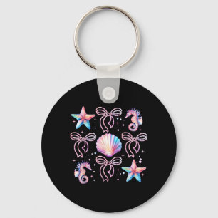 Retro Summer Vibes Beach Coquette Bow Summer Girls Keychain