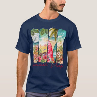 Retro summer vibes beach palm tree summer vacation T-Shirt