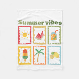 Retro Summer Vibes Design  Fleece Blanket