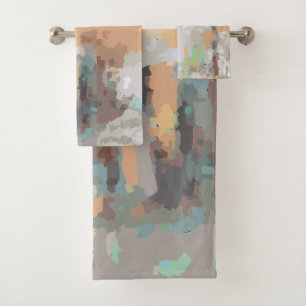Retro summer vibes dusty orange,taupe,earthy bath towel set