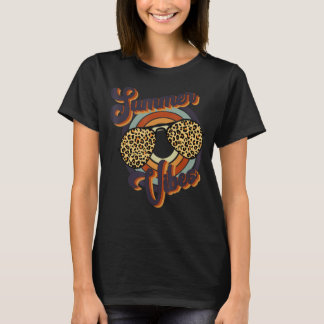 Retro Summer Vibes Leopard Sunglasses Summer Famil T-Shirt