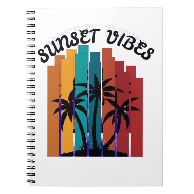 Retro Summer Vibes Palm Trees Graphic Spiral Noteb Notebook (Front)