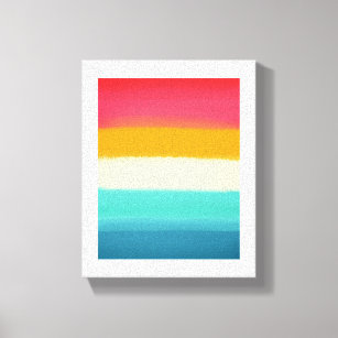 Retro Summer Vibes Rainbow Painted Stripes Canvas Print