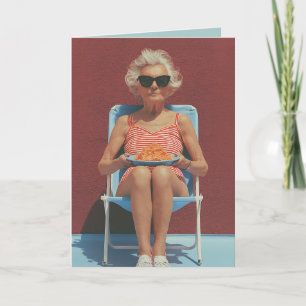 Retro Summer Vibes – Stylish Elderly Woman Portrai Card