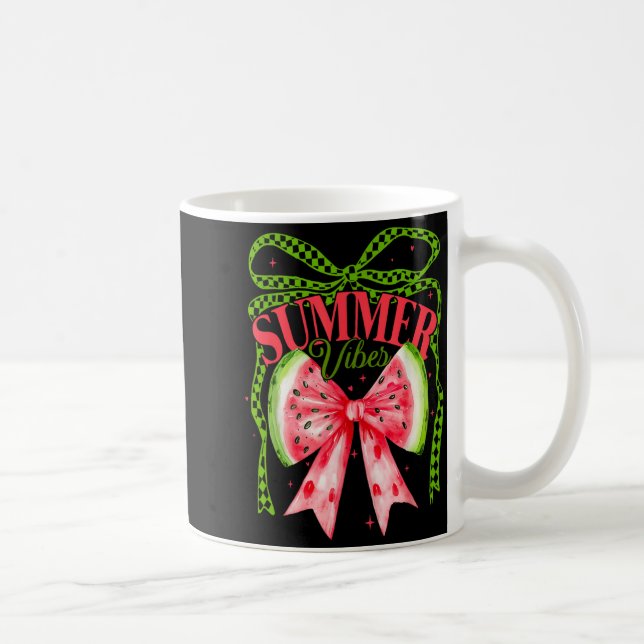 Retro Summer Vibes Watermelon Coquette Bow Summer Coffee Mug (Right)