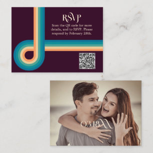Retro Summer Vintage Photo QR Code Wedding RSVP Enclosure Card