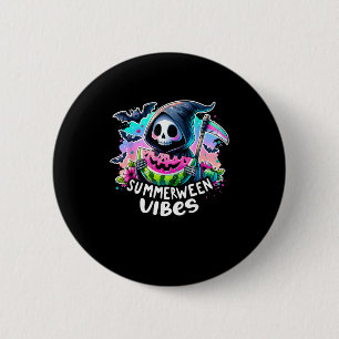 Retro Summerween Vibe Watermelon Ghost Summer Skel 2 Inch Round Button