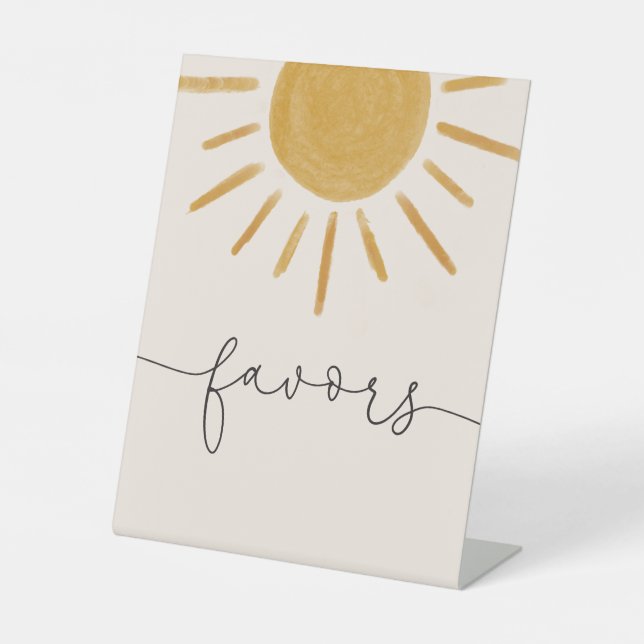 Retro Sun Baby Shower Favours Pedestal Sign (Front)