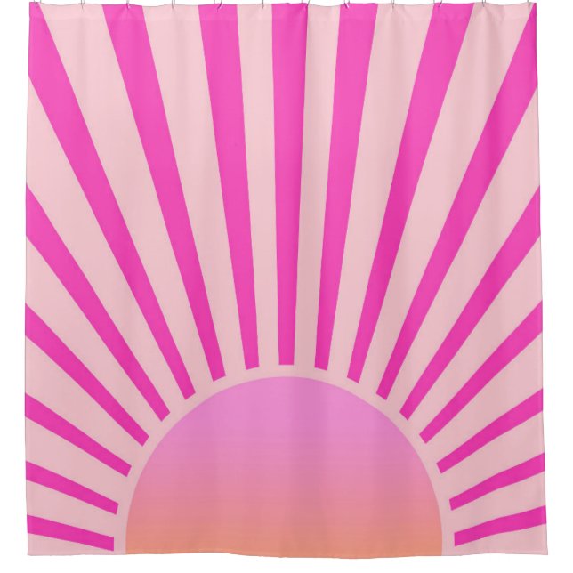Retro Sun Burst Sunset Sunrise Hot Pink Ombre (Front)