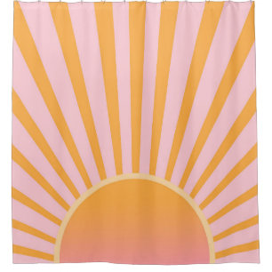 Retro Sun Burst Sunset Sunrise Pastel Pink Orange