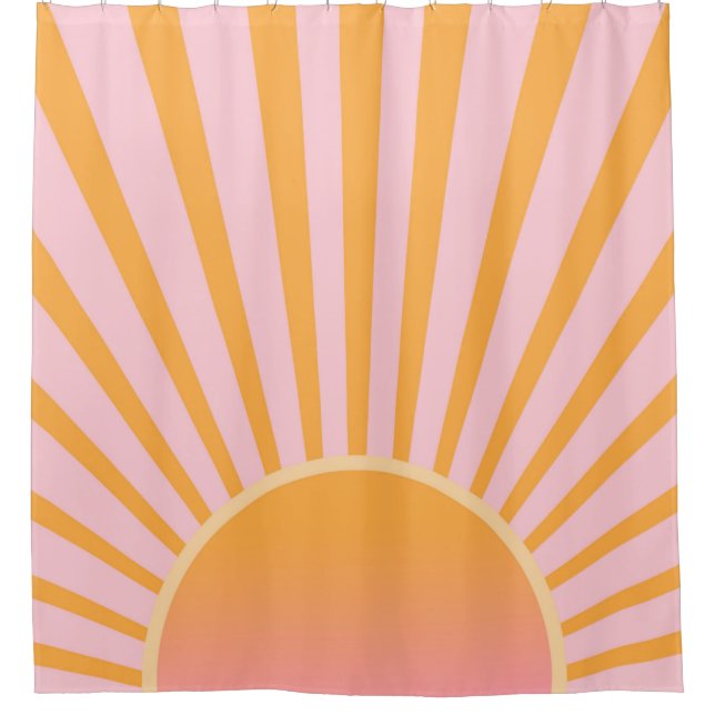Retro Sun Burst Sunset Sunrise Pastel Pink Orange (Front)