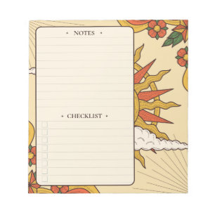 Retro Sun Daily Notes and Checklist Notepad