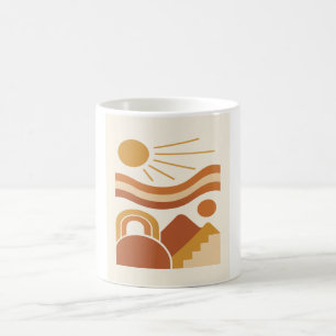 Retro Sun & Desert Abstract Art Mug
