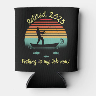 Retro Sun Funny Fishing Retirement Can Cooler