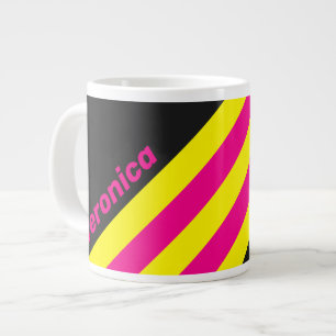 Retro Sun Glow Stripes with Name Large Coffee Mug