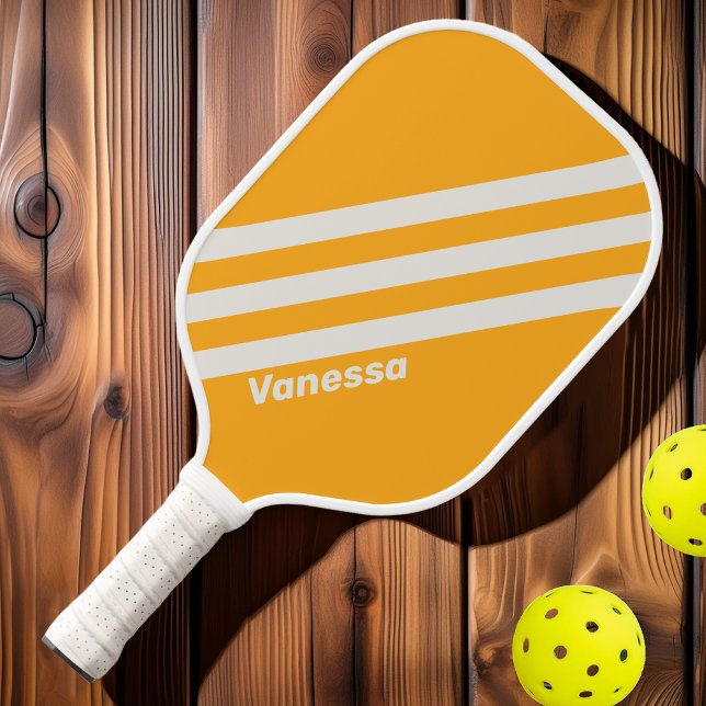 Retro Sun Kissed Three Stripes with Name Pickleball Paddle (Creator Uploaded)
