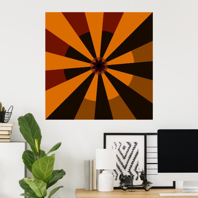 Retro Sun Mid Century Abstract Art Poster (Home Office)