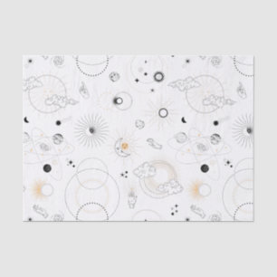 Retro sun moon galaxies orbits hand stars circles  tissue paper