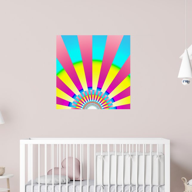 Retro Sun Rainbow Abstract Fractal Art Poster (Nursery 2)