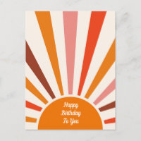 Retro Sun Rays Burst Sunset Orange Birthday