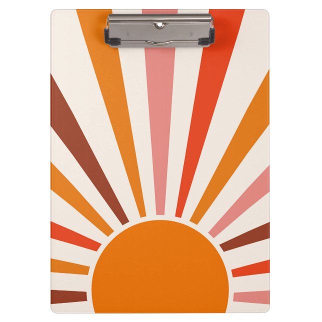 Retro Sun Rays Burst Sunset Orange Yellow Red  Clipboard (Front)