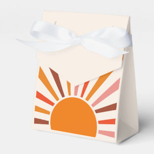 Retro Sun Rays Burst Sunset Orange Yellow Red Favor Box