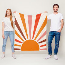 Retro Sun Rays Burst Sunset Orange Yellow Red  