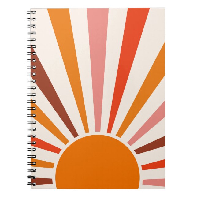 Retro Sun Rays Burst Sunset Orange Yellow Red  Notebook (Front)