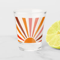 Retro Sun Rays Burst Sunset Orange Yellow Red 