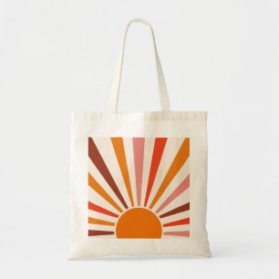 Retro Sun Rays Burst Sunset Orange Yellow Red Tote Bag