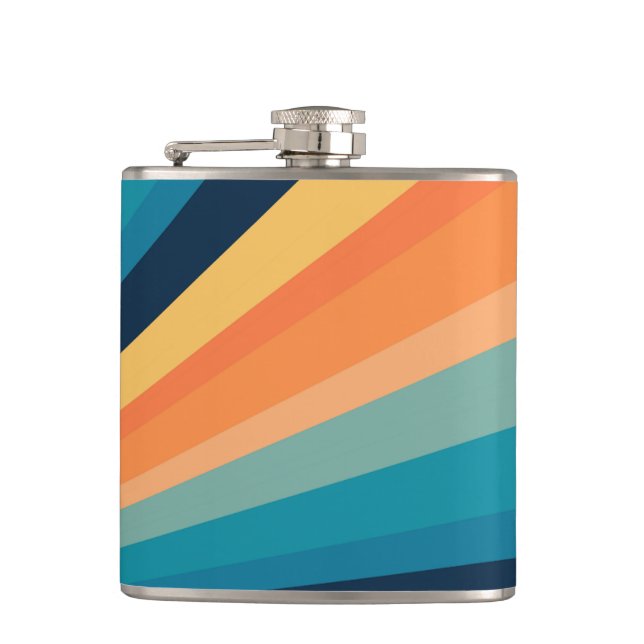 Retro sun rays hip flask (Front)