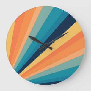 Retro sun rays large clock