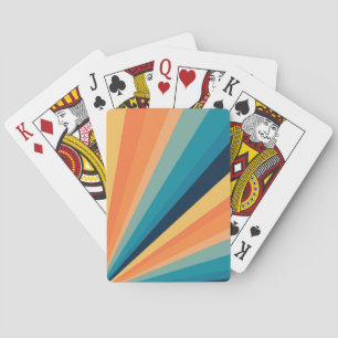 Retro sun rays playing cards